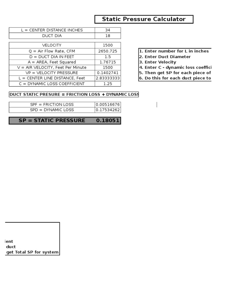 Fan Static Pressure Calculator PDF Continuum Mechanics Gases