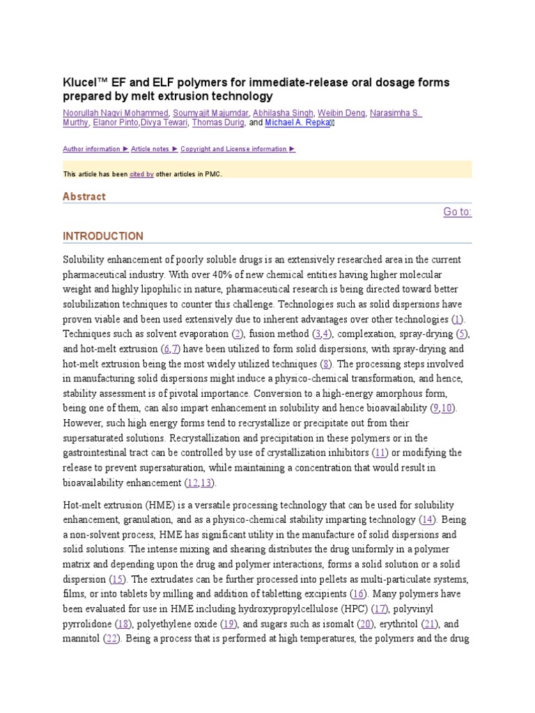 Klucel™ EF and ELF in Drug Formulation | PDF | Differential Scanning ...