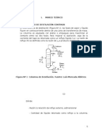 Destilación continua: número de platos y relación de reflujo mínimo