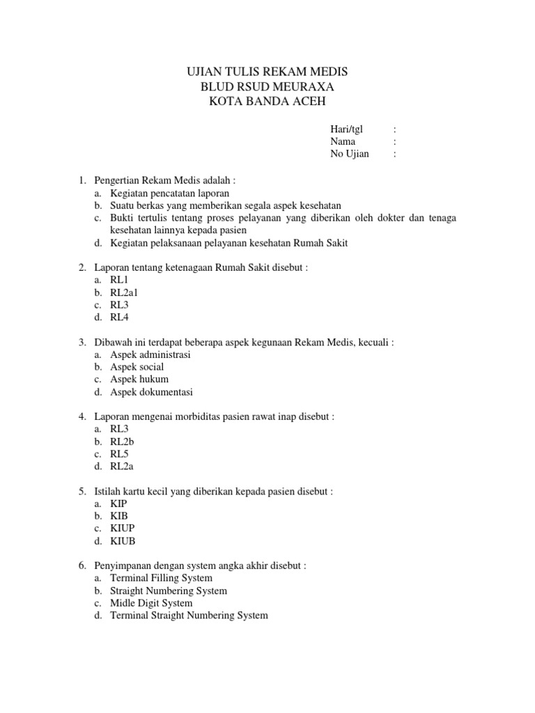 Contoh Soal Tertulis Tes Komputer