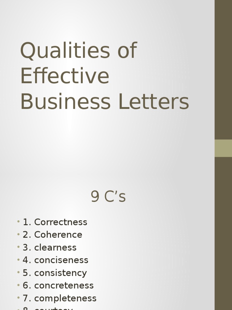 Qualities of Effective Business Letters PDF Linguistic Morphology
