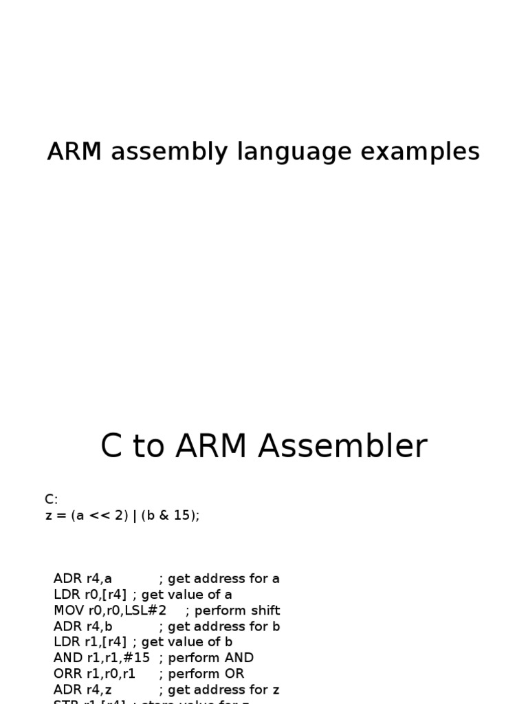 ARM Assembly Language Examples | Assembly Language | Office Equipment