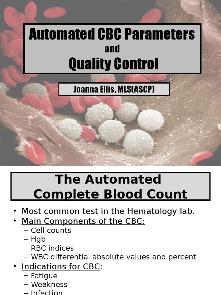Automated CBC Parameters and QC Guide | PDF | Anemia | White Blood Cell