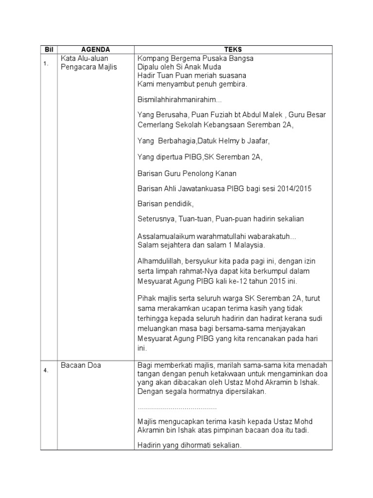 Teks Pengacara Majlis Rasmi Sekolah Pdf
