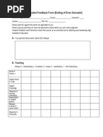 Student Feed Back Form - School or College Level