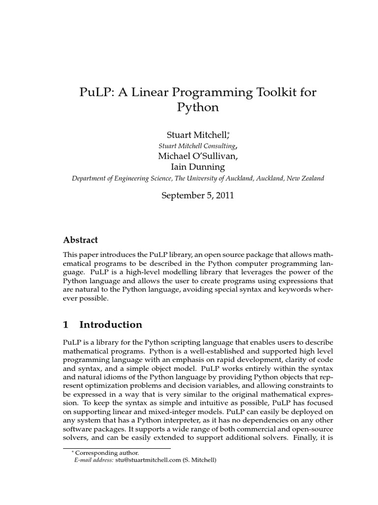 Pulp | Python (Programming Language) | Variable (Computer Science)