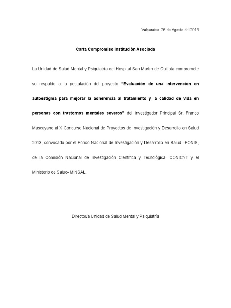 Modelo de Carta de Compromiso