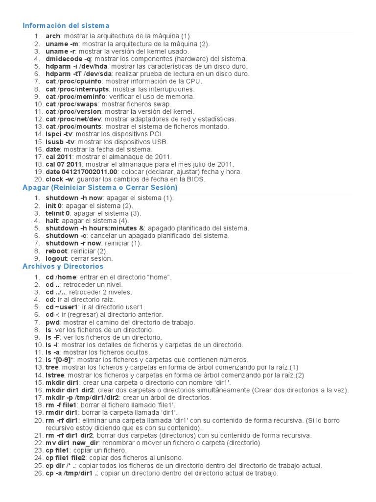 500 Comandos Basicos Linux | PDF