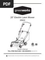 GreenWorks 25022 12 Amp Corded 20-Inch Electric Lawn Mower - Owner's Manual