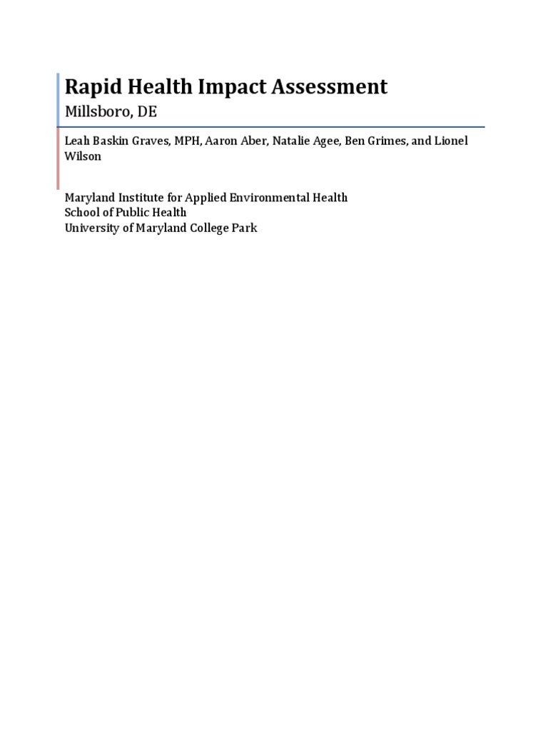 Rapid Health Impact Assessment Millsboro | PDF | Clean Water Act | Air ...