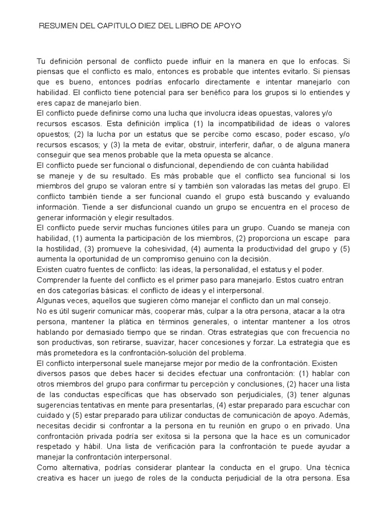 Resumen Del Capitulo 10 | PDF | Conflicto (proceso) | Votación