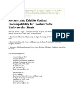 Metallic Zinc Exhibits Optimal Biocompatibility for Bioabsorbable Endovascular Stents