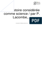 De l Histoire Consideree Come Science (Lacombe)