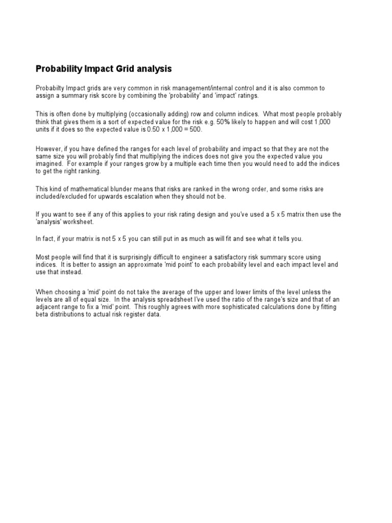 Free Worksheet Expected Value Worksheet probability impact analysis xls expected value