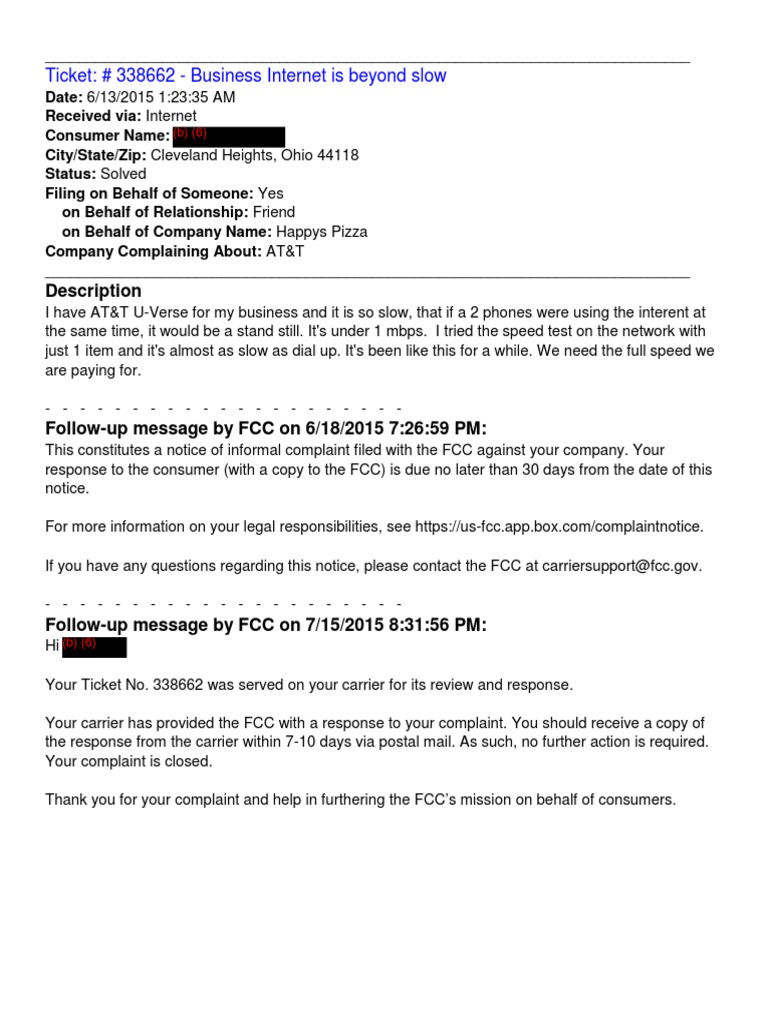 FCC Complaints on Slow Internet | PDF | Federal Communications ...