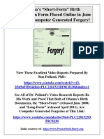 Obama Short-Form "Certification of Live Birth" Form [COLB] Placed Online In June 2008 is a Computer Generated Forgery Per Researchers Ron Polland PhD & NoBarack08