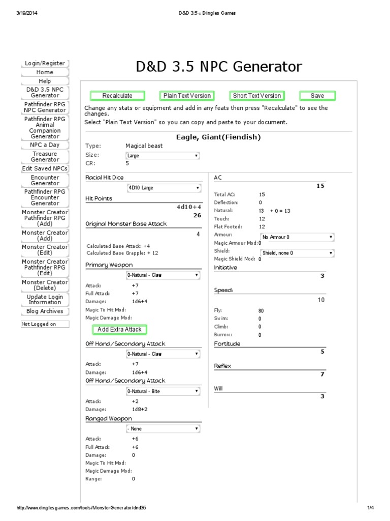 D&D 3.5 NPC Generator Guide | PDF | Video Games | Fantasy Games