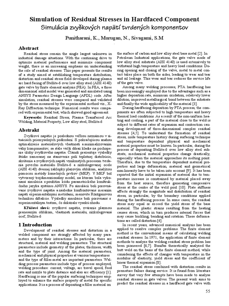Simulation of Residual Stresses in Hardfaced Component | PDF