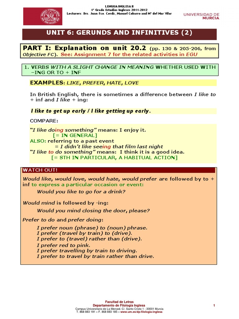 Gerunds and Infinitives Explained | PDF | Verb | Rules