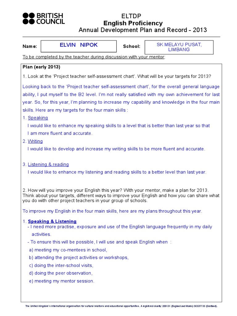 English Proficiency Development Plan - 2013 (2) ELVIN[1 