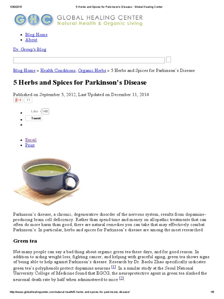 5 Herbs and Spices for Parkinson’s Disease Global Healing Center