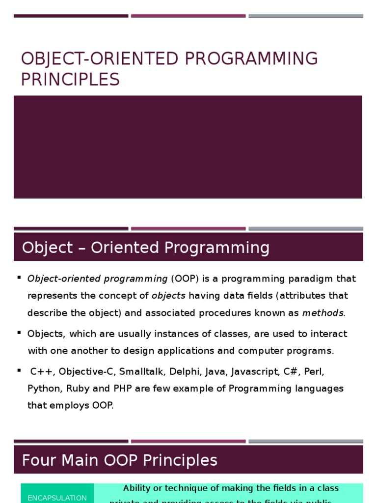 OOP 8 - Object-Oriented Programming Principles | PDF | Method (Computer ...