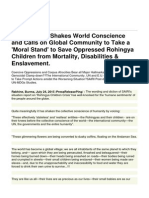 SAIRI Report Shakes World Conscience and Calls on Global Community to Take a 'Moral Stand' to Save Oppressed Rohingya Children From Mortality