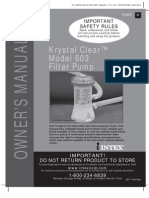Intex Metal Frame Pool Set - Krystal Clear Model 603 Filter Pump - Owner's Manual