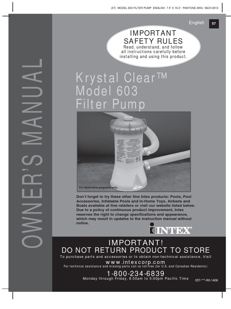 Intex Metal Frame Pool Set Krystal Clear Model 603 Filter Pump