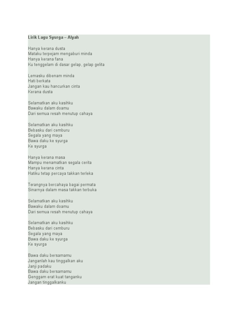 Lirik Lagu Syurga