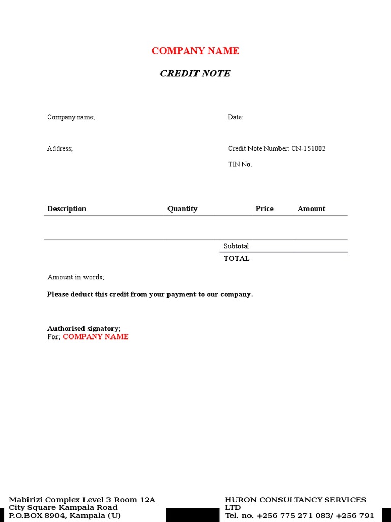 Credit Note | PDF