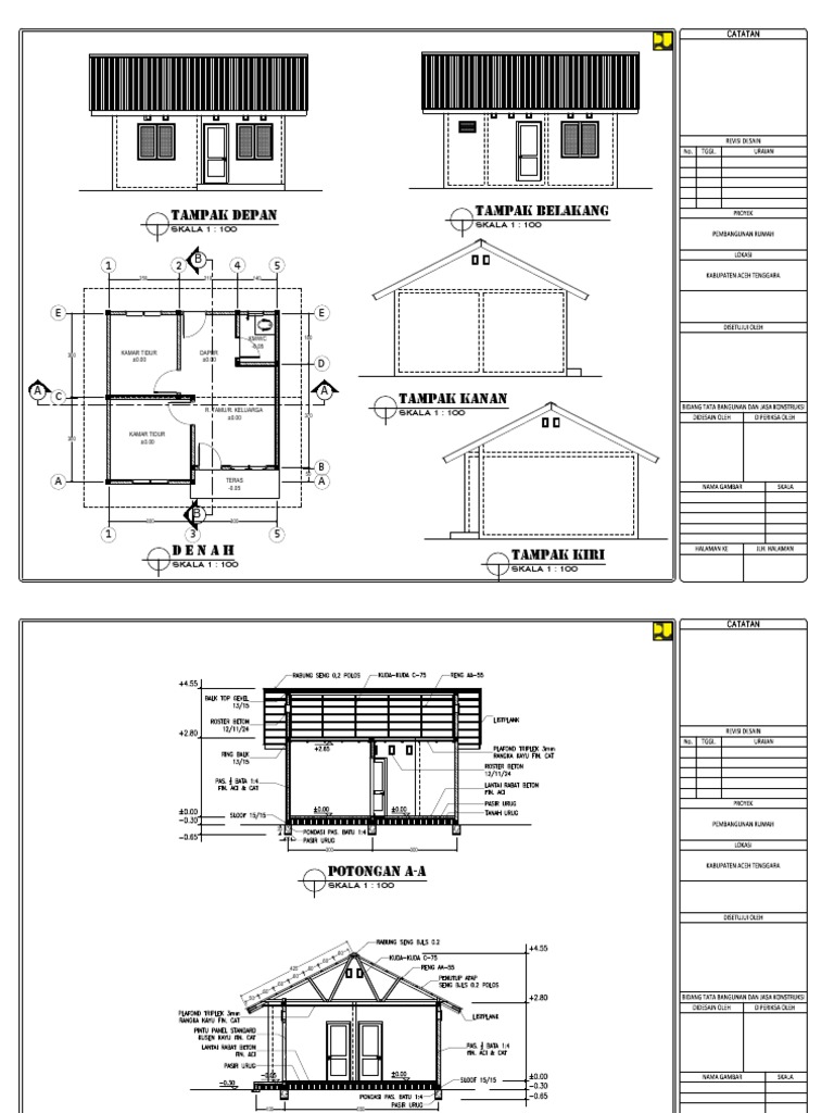  Denah  Rumah  2 Lantai Dan  Potongan  Arsihome