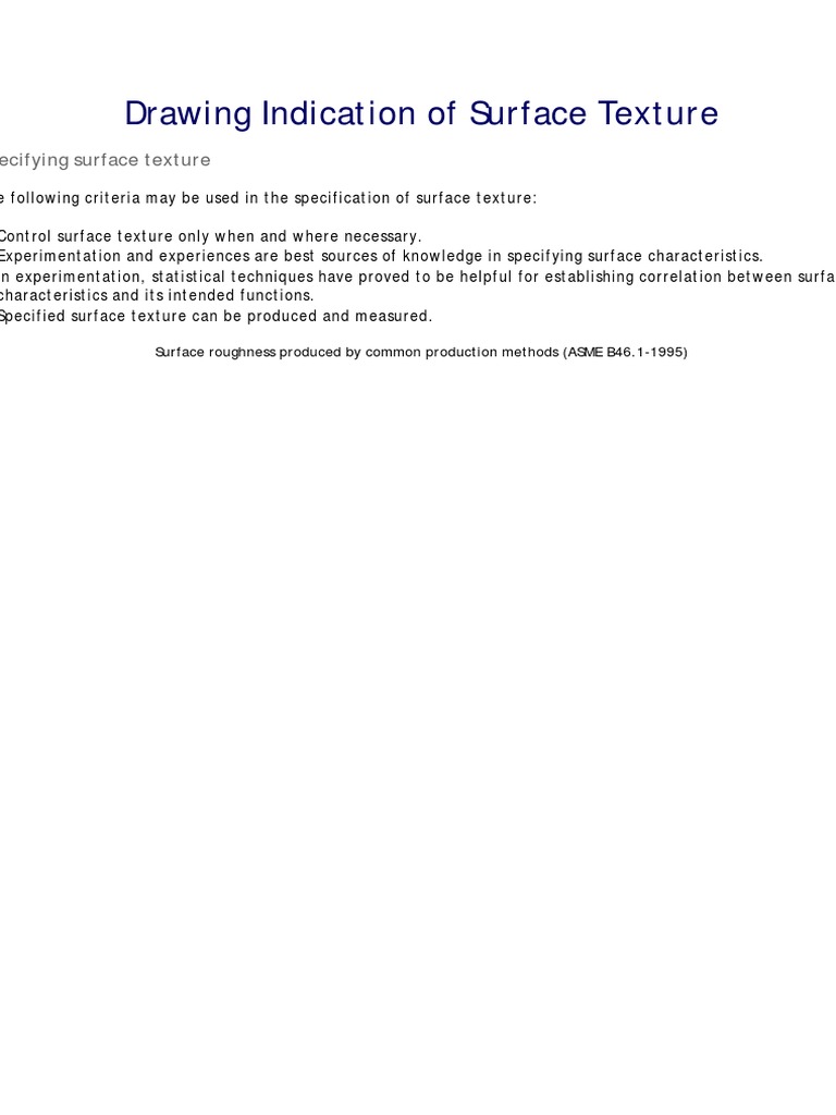 Surface Metrology Guide Drawing Indication of Surface Texture