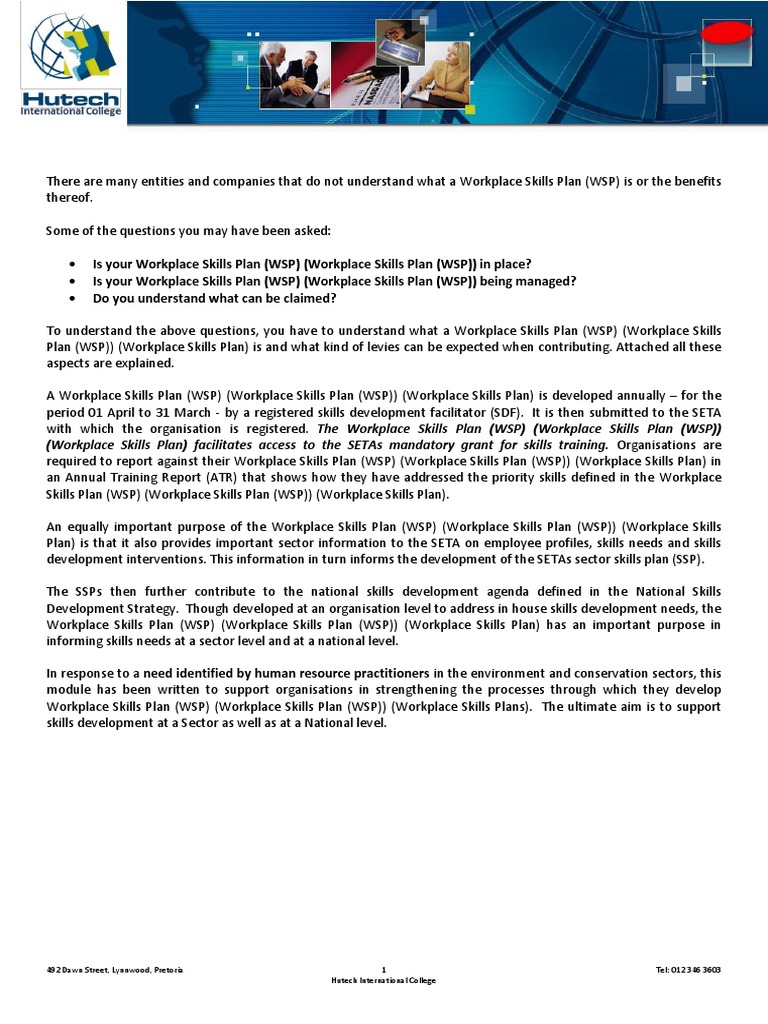 Understanding Workplace Skills Plans | PDF