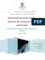 Dimensionamento de um sistema de tratamento de partículas - queima de serrim