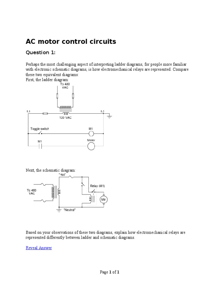 Ac Control Circuits Sample Problems Relay Switch
