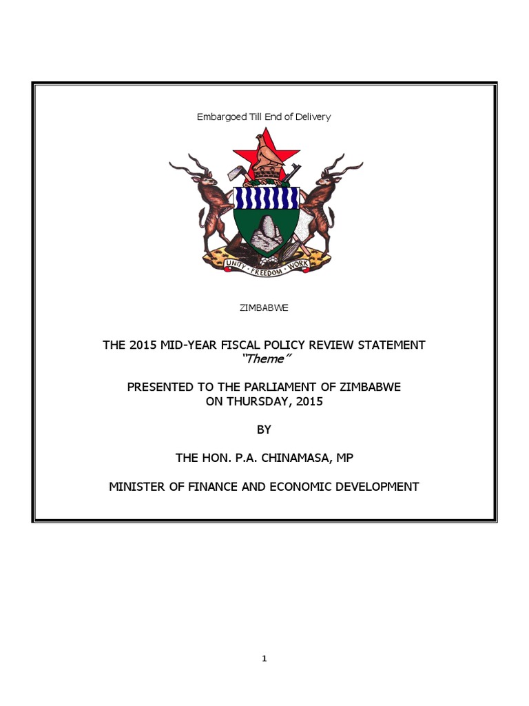 Zimbabwe 2015 Mid-Term Fiscal Policy | PDF | Dairy Farming | Fertilizer