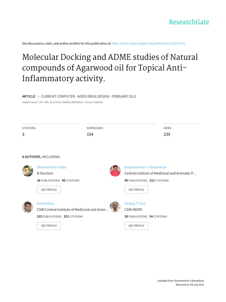 ADME | PDF | Quantitative Structure–Activity Relationship | Inflammation