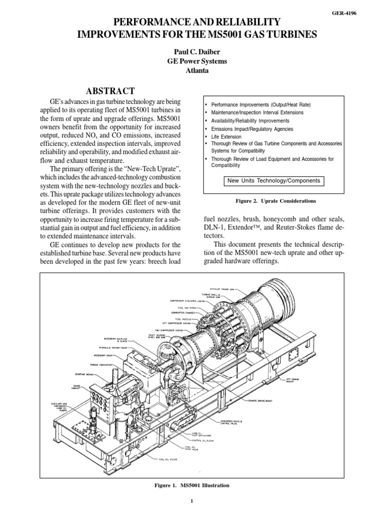 MS5001 Guide Gas Turbine Natural Gas