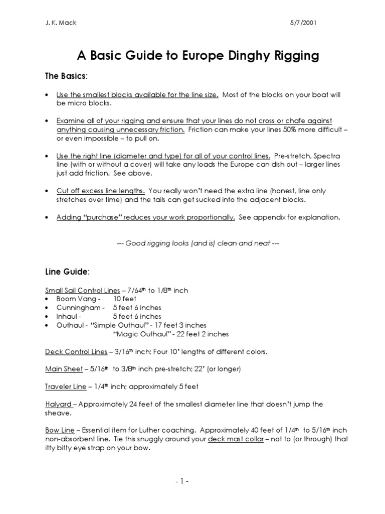 Europe Dinghy Rigging Essentials | PDF | Rigging | Watercraft