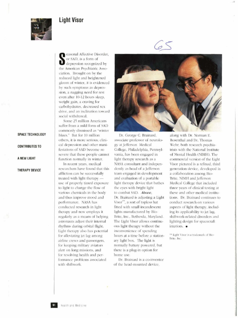 A New Portable Light Therapy Device Called the Light Visor for Treating