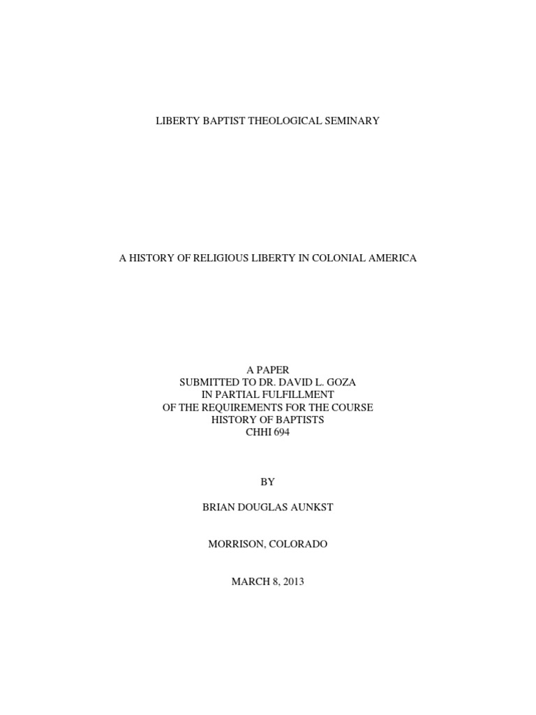 Religious Liberty in Colonial America | PDF | Separation Of Church And ...