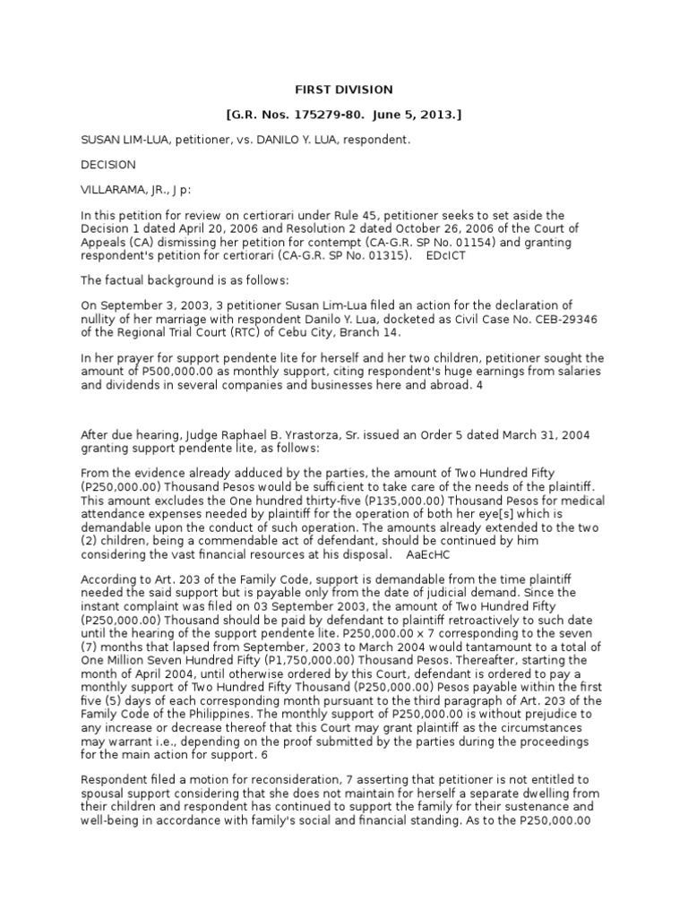 Lua Vs Lua - G.R. Nos. 175279-80. June 5, 2013 | PDF | Child Custody ...