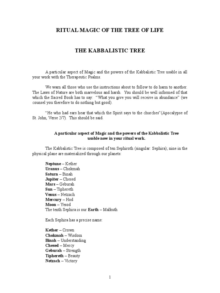 Kabbalistic Tree of Life Ritual Guide | PDF