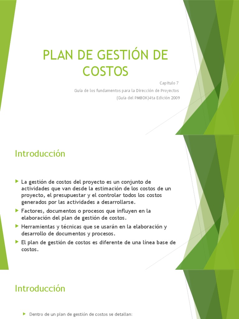 Gestión de Costos en Proyectos PMBOK | PDF | Presupuesto | Software