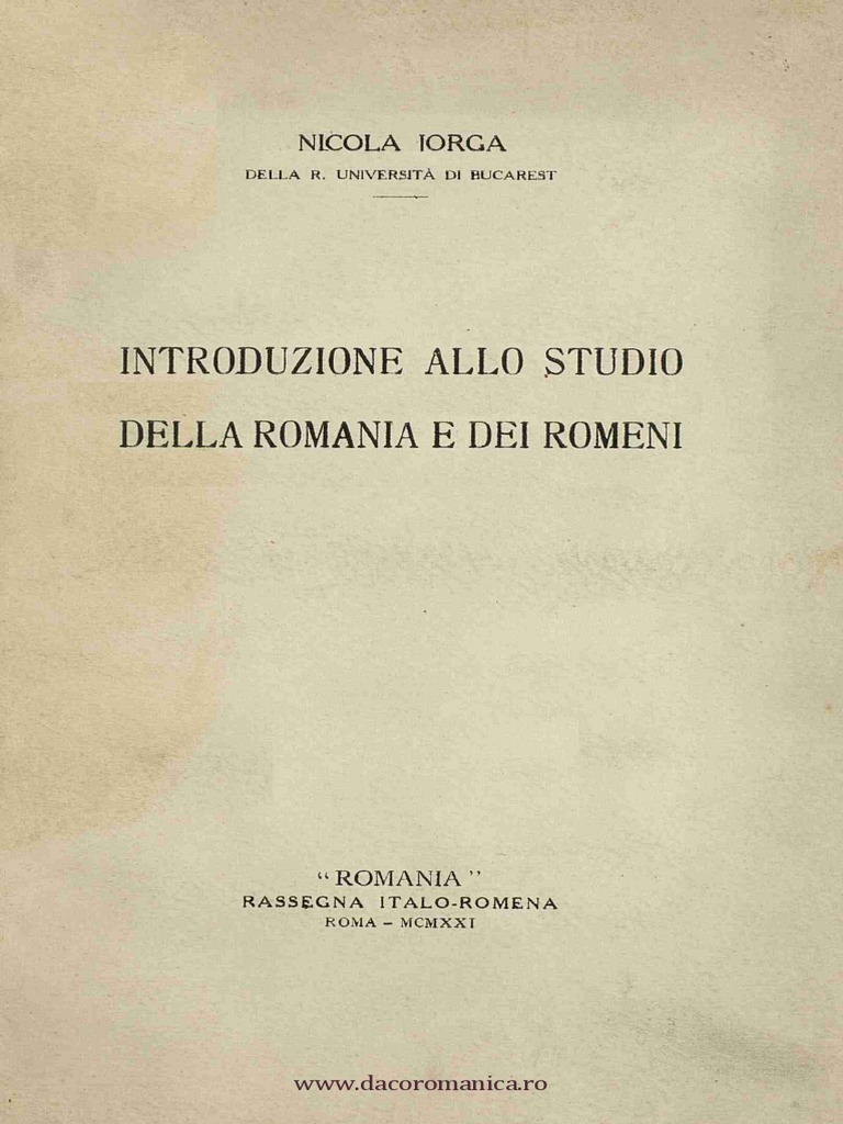 introduzione allo studio della romania e dei romeni n iorga pdf