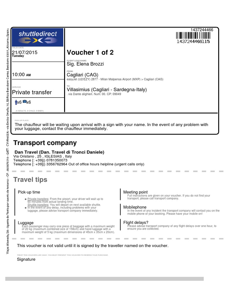 Voucher PDF Baggage Aviation