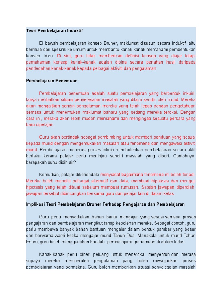 Teori Pembelajaran Induktif Pdf