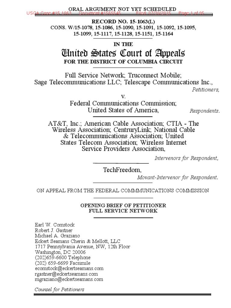 FullServiceVsFCC(151063) Communications Act Of 1934