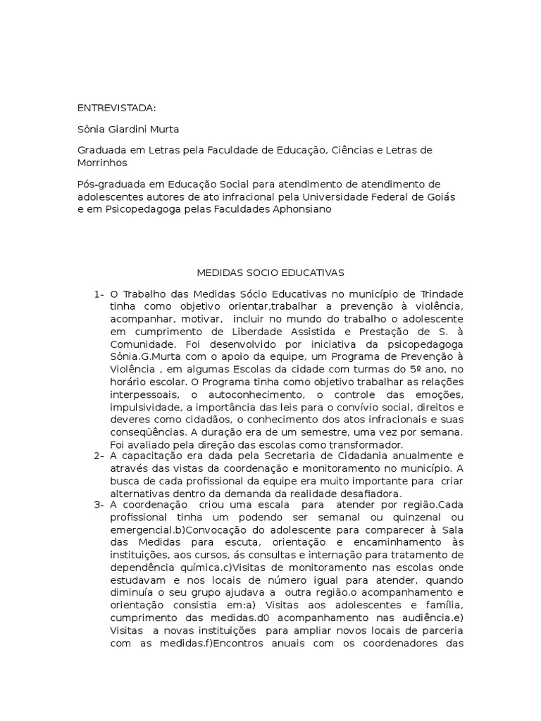 Medidas Socioeducativas | PDF | Adolescência | Escolas